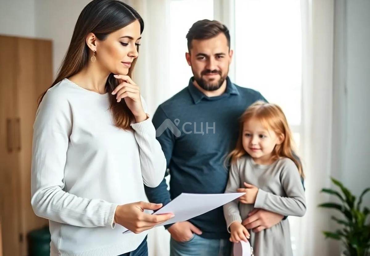 Семья с ребенком - собственники квартиры, решившие ускорить продажу квартиры предложив покупателю оплатить оставшуюся часть стоимости в рассрочку на год.