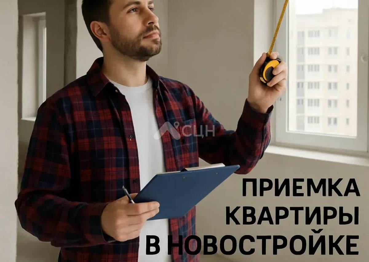 На фото покупатель принимает квартиру в новостройке у застройщика перед подписанием акта