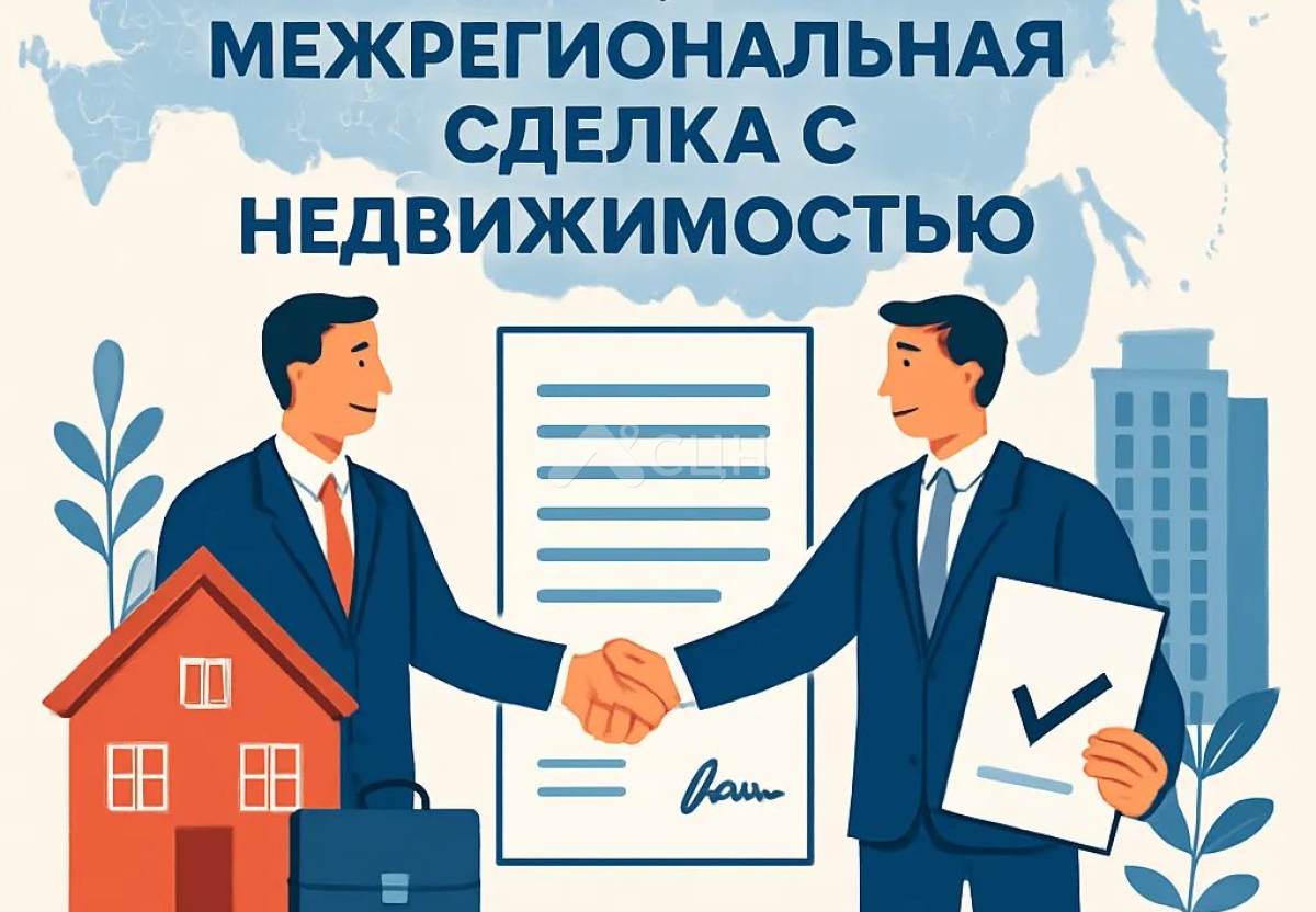 На картинке изображена межрегиональная сделка с недвижимостью