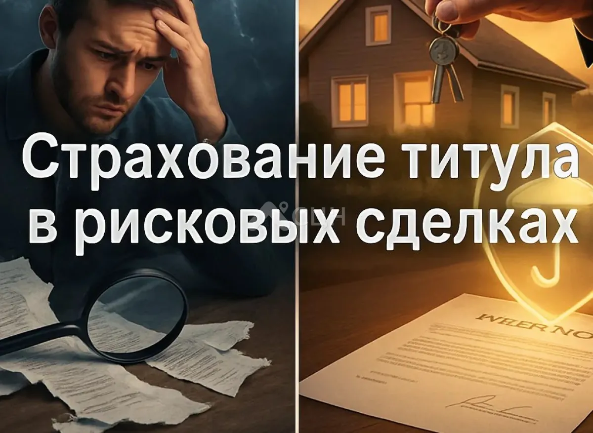 На картинке изображено страхование титул при рисковых сделках с квартирами, домами